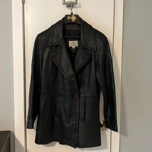 Black Leather Peacoat